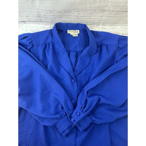 Vintage Oscar De La Renta Collectables Womans 40/20w Royal Blue Blouse Career - Picture 10 of 13